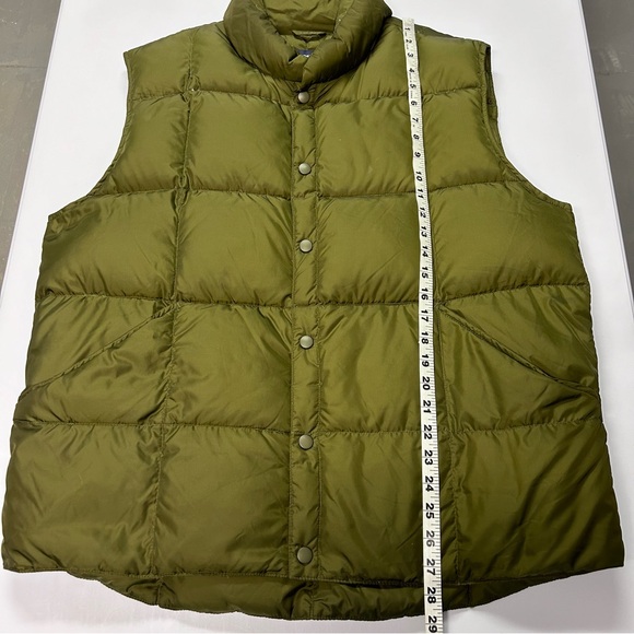 Lands End Mens Down Puffer Vest Size L Snaps Pockets Nylon Green Hiking Winter - Picture 8 of 9